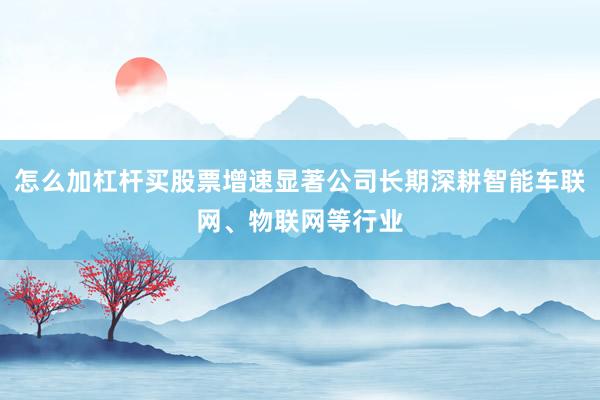 怎么加杠杆买股票增速显著公司长期深耕智能车联网、物联网等行业